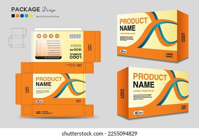 Cosmetic box design, Medical Package design template, Supplements Box Packaging design, Label design, healthcare label, packaging creative idea vector, box outline, 3d box realistic mock-up, vector