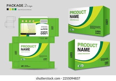 Cosmetic box design, Medical Package design template, Supplements Box Packaging design, Label design, healthcare label, packaging creative idea vector, box outline, 3d box realistic mock-up, vector