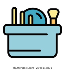 Cosmetic box icon outline vector. Makeup bag. Beauty case color flat