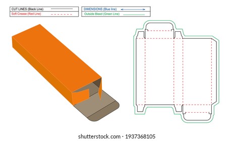 Cosmetic box, Reverse Tuck End box Dieline template and 3D render box