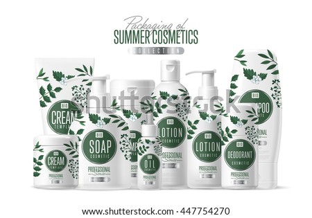 Similar – Image, Stock Photo Set of cosmetic skin care cream bottles on pink