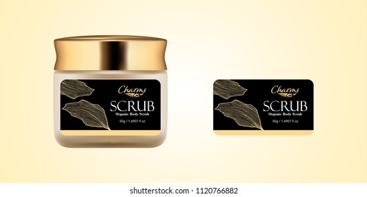 Cosmetic brand template. Vector packaging. Body care products. Oil, lotion, cream. Realistic bottle mock up set. Isolated pack on white background. scrub