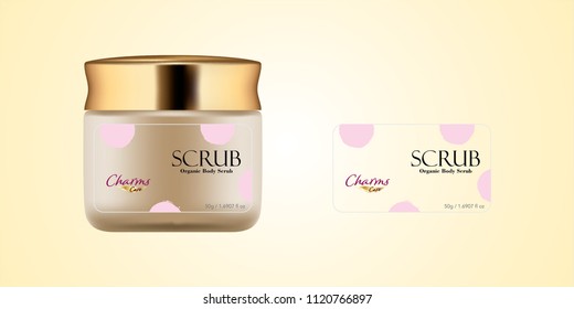 Cosmetic brand template. Vector packaging. Body care products. Oil, lotion, cream. Realistic bottle mock up set. Isolated pack on white background. scrub