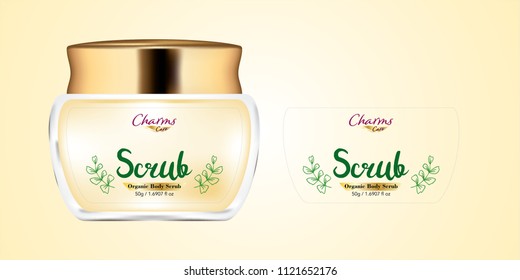 Cosmetic brand template. Vector packaging. Body care products. Oil, lotion, cream. Realistic bottle mock up set. Isolated pack on white background. scrub