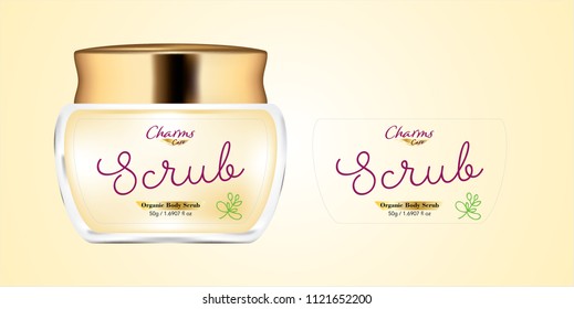 Cosmetic brand template. Vector packaging. Body care products. Oil, lotion, cream. Realistic bottle mock up set. Isolated pack on white background. scrub