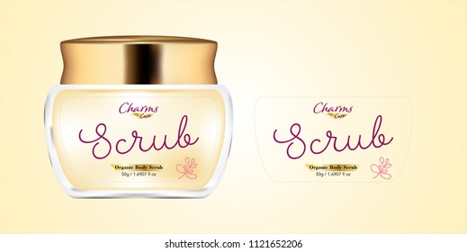 Cosmetic brand template. Vector packaging. Body care products. Oil, lotion, cream. Realistic bottle mock up set. Isolated pack on white background. scrub