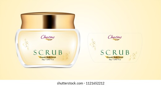Cosmetic brand template. Vector packaging. Body care products. Oil, lotion, cream. Realistic bottle mock up set. Isolated pack on white background. scrub