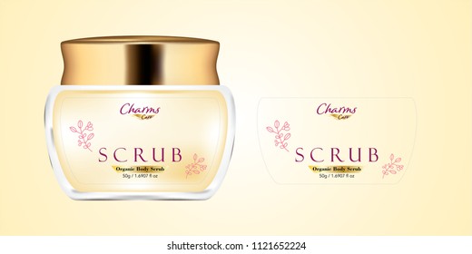 Cosmetic brand template. Vector packaging. Body care products. Oil, lotion, cream. Realistic bottle mock up set. Isolated pack on white background. scrub