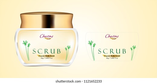 Cosmetic brand template. Vector packaging. Body care products. Oil, lotion, cream. Realistic bottle mock up set. Isolated pack on white background. scrub