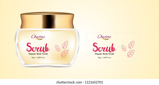 Cosmetic brand template. Vector packaging. Body care products. Oil, lotion, cream. Realistic bottle mock up set. Isolated pack on white background. scrub