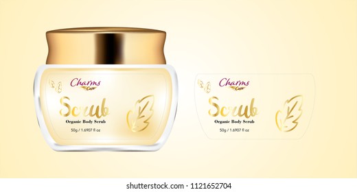 Cosmetic brand template. Vector packaging. Body care products. Oil, lotion, cream. Realistic bottle mock up set. Isolated pack on white background. scrub
