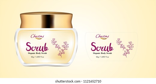 Cosmetic brand template. Vector packaging. Body care products. Oil, lotion, cream. Realistic bottle mock up set. Isolated pack on white background. scrub