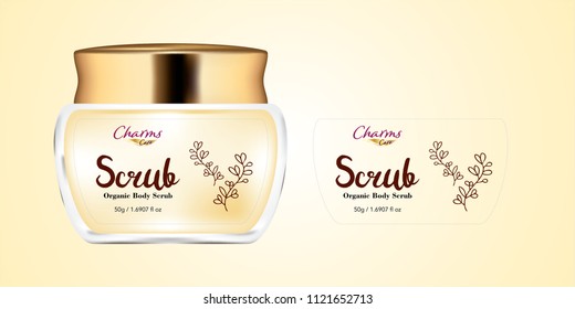 Cosmetic brand template. Vector packaging. Body care products. Oil, lotion, cream. Realistic bottle mock up set. Isolated pack on white background. scrub