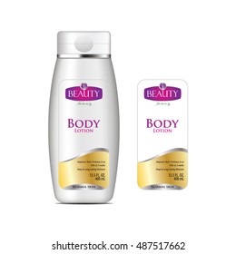 Cosmetic brand template. Vector packaging. Body care products . Oil, lotion or soap, shampoo, cream. Realistic bottle mock up set. Isolated pack on white background.