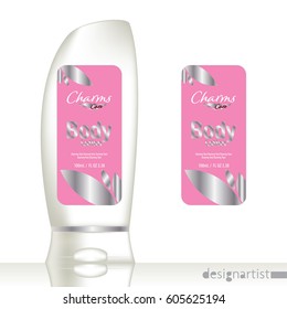 Cosmetic brand template. Vector packaging. Body care products. Oil, lotion or soap, shampoo, cream. Realistic bottle mock up set. Isolated pack on white background. body lotion