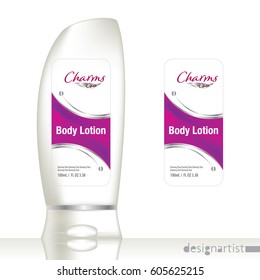 Cosmetic brand template. Vector packaging. Body care products. Oil, lotion or soap, shampoo, cream. Realistic bottle mock up set. Isolated pack on white background. body lotion - Shutterstock ID 605625215