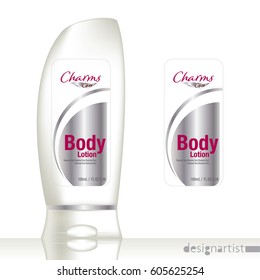 Cosmetic brand template. Vector packaging. Body care products. Oil, lotion or soap, shampoo, cream. Realistic bottle mock up set. Isolated pack on white background. body lotion