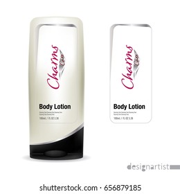 Cosmetic brand template. Vector packaging. Body care products. Oil, lotion or soap, shampoo, cream. Realistic bottle mock up