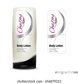 Cosmetic brand template. Vector packaging. Body care products. Oil, lotion or soap, shampoo, cream. Realistic bottle mock up