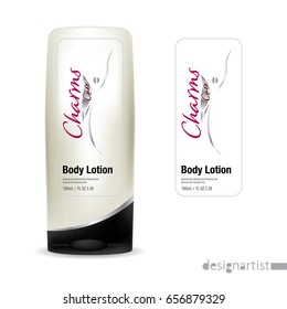 Cosmetic brand template. Vector packaging. Body care products. Oil, lotion or soap, shampoo, cream. Realistic bottle mock up