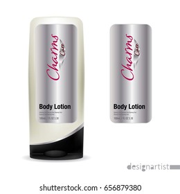 Cosmetic brand template. Vector packaging. Body care products. Oil, lotion or soap, shampoo, cream. Realistic bottle mock up