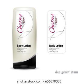 Cosmetic brand template. Vector packaging. Body care products. Oil, lotion or soap, shampoo, cream. Realistic bottle mock up