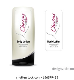 Cosmetic brand template. Vector packaging. Body care products. Oil, lotion or soap, shampoo, cream. Realistic bottle mock up