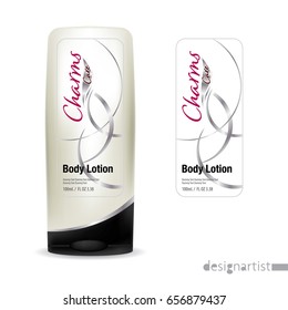 Cosmetic brand template. Vector packaging. Body care products. Oil, lotion or soap, shampoo, cream. Realistic bottle mock up