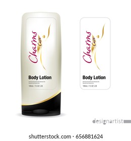 Cosmetic brand template. Vector packaging. Body care products. Oil, lotion or soap, shampoo, cream. Realistic bottle mock up