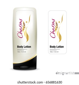 Cosmetic brand template. Vector packaging. Body care products. Oil, lotion or soap, shampoo, cream. Realistic bottle mock up