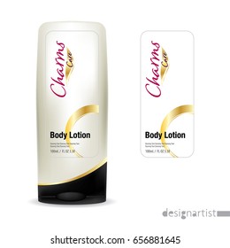 Cosmetic brand template. Vector packaging. Body care products. Oil, lotion or soap, shampoo, cream. Realistic bottle mock up