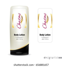Cosmetic brand template. Vector packaging. Body care products. Oil, lotion or soap, shampoo, cream. Realistic bottle mock up