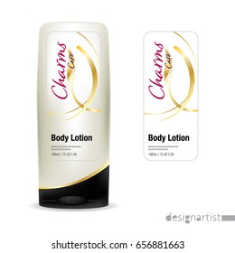 Cosmetic brand template. Vector packaging. Body care products. Oil, lotion or soap, shampoo, cream. Realistic bottle mock up