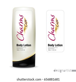 Cosmetic brand template. Vector packaging. Body care products. Oil, lotion or soap, shampoo, cream. Realistic bottle mock up