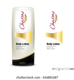 Cosmetic brand template. Vector packaging. Body care products. Oil, lotion or soap, shampoo, cream. Realistic bottle mock up