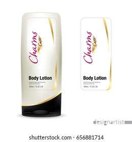 Cosmetic brand template. Vector packaging. Body care products. Oil, lotion or soap, shampoo, cream. Realistic bottle mock up