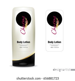 Cosmetic brand template. Vector packaging. Body care products. Oil, lotion or soap, shampoo, cream. Realistic bottle mock up