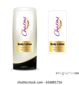 Cosmetic brand template. Vector packaging. Body care products. Oil, lotion or soap, shampoo, cream. Realistic bottle mock up