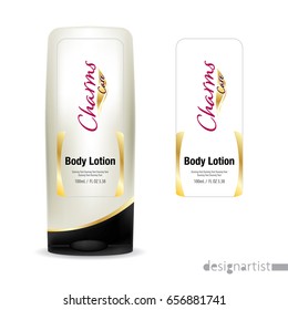 Cosmetic brand template. Vector packaging. Body care products. Oil, lotion or soap, shampoo, cream. Realistic bottle mock up