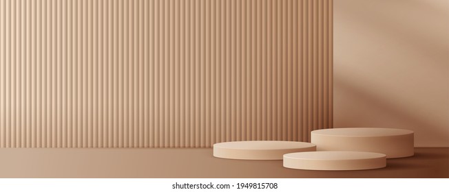 Cosmetic brown background minimal and premium podium display for product presentation branding and packaging presentation. studio stage with shadow of background. vector design.