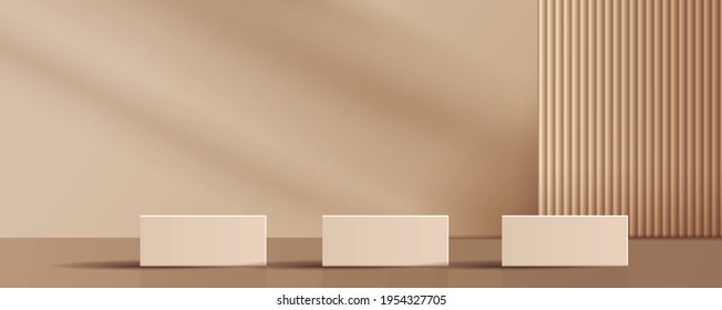 Cosmetic brown background minimal and premium podium display for product presentation branding and packaging presentation. studio stage with shadow of background. vector design.