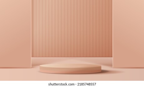 Cosmetic brown background and premium podium display for product presentation branding and packaging presentation. studio stage with shadow of leaf background. vector design.