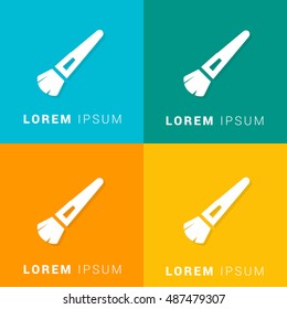 Cosmetic Brush Four Color Material Designed Icon / Logo