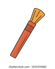 Cosmetic brush icon. Accessory for applying cosmetic products on face, working with powder, make up. Advertising poster or banner for website. Glamour and aesthetics. Cartoon flat vector