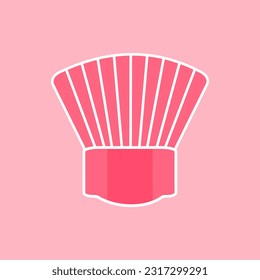 Cosmetic brush icon. Make up brush applicator for face makeup powder blusher isolated on pink background. Colored clean professional makeup brush. Cosmetic accessory for fashion look.