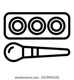 Cosmetic brush icon outline vector. Makeup bag. Zipper case