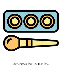 Cosmetic brush icon outline vector. Makeup bag. Zipper case color flat