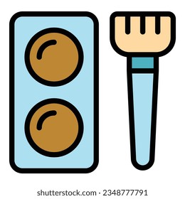Cosmetic brush icon outline vector. Makeup tool. Kit beauty color flat