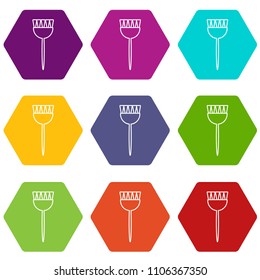 Cosmetic brush icons 9 set coloful isolated on white for web