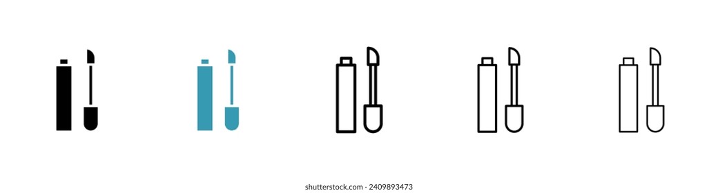 Cosmetic Brush and Lip Color Vector Icon Set. Makeup and Lip Care Vector Symbol for UI Design.